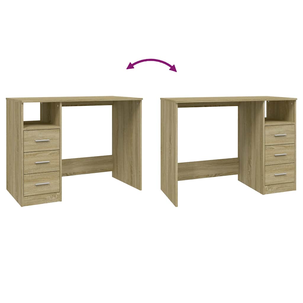 Scrivania Cassetti Rovere Sonoma 102x50x76 cm Legno Multistrato | homemem39