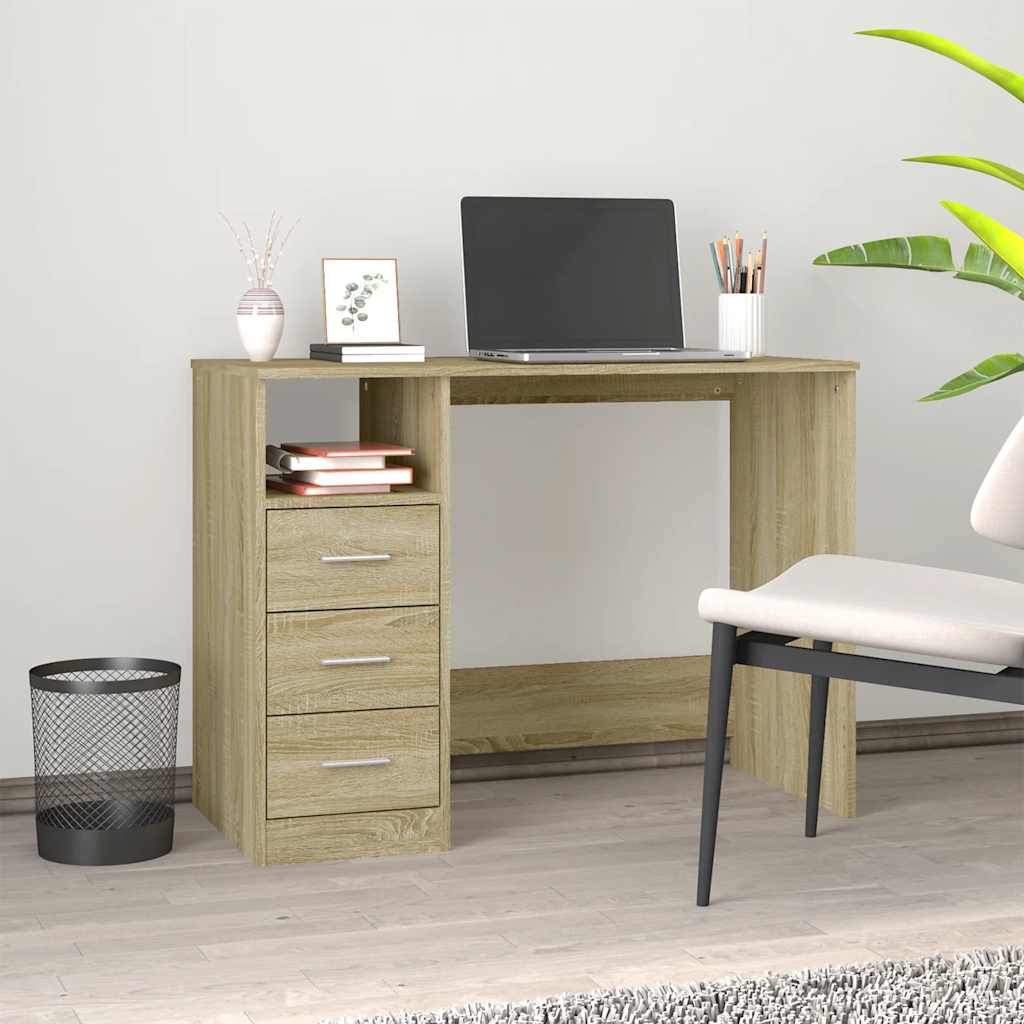 Scrivania Cassetti Rovere Sonoma 102x50x76 cm Legno Multistrato | homemem39