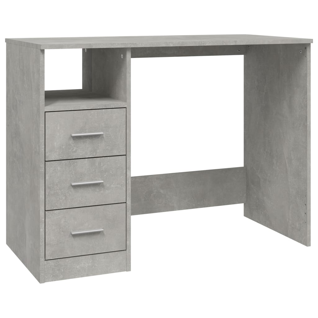 Scrivania Cassetti Grigio Cemento 102x50x76cm Legno Multistrato