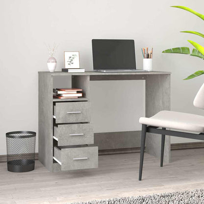 Scrivania Cassetti Grigio Cemento 102x50x76cm Legno Ingegnerizzato