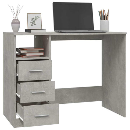 Scrivania Cassetti Grigio Cemento 102x50x76cm Legno Ingegnerizzato
