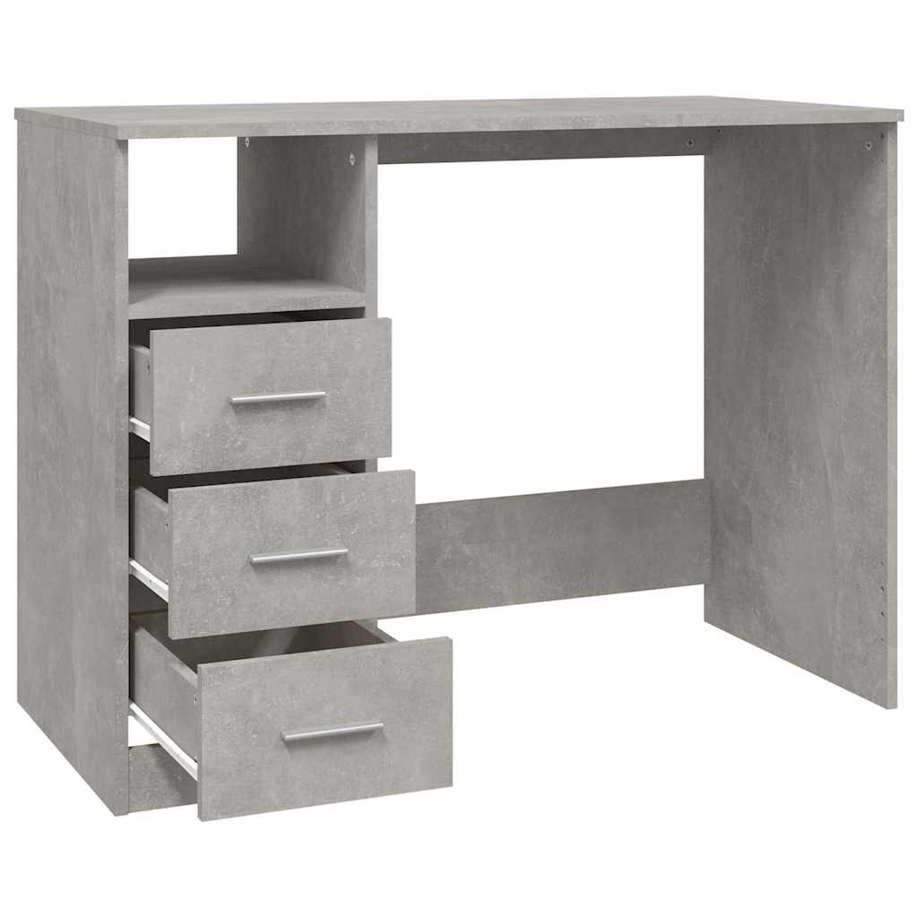 Scrivania Cassetti Grigio Cemento 102x50x76cm Legno Ingegnerizzato