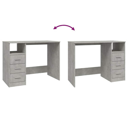 Scrivania Cassetti Grigio Cemento 102x50x76cm Legno Ingegnerizzato