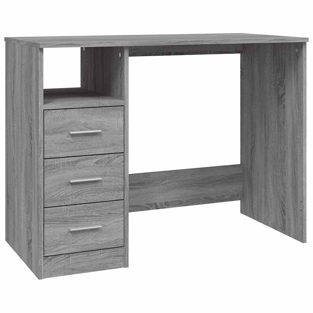 Scrivania Cassetti Grigio Sonoma 102x50x76 cm Legno Multistrato