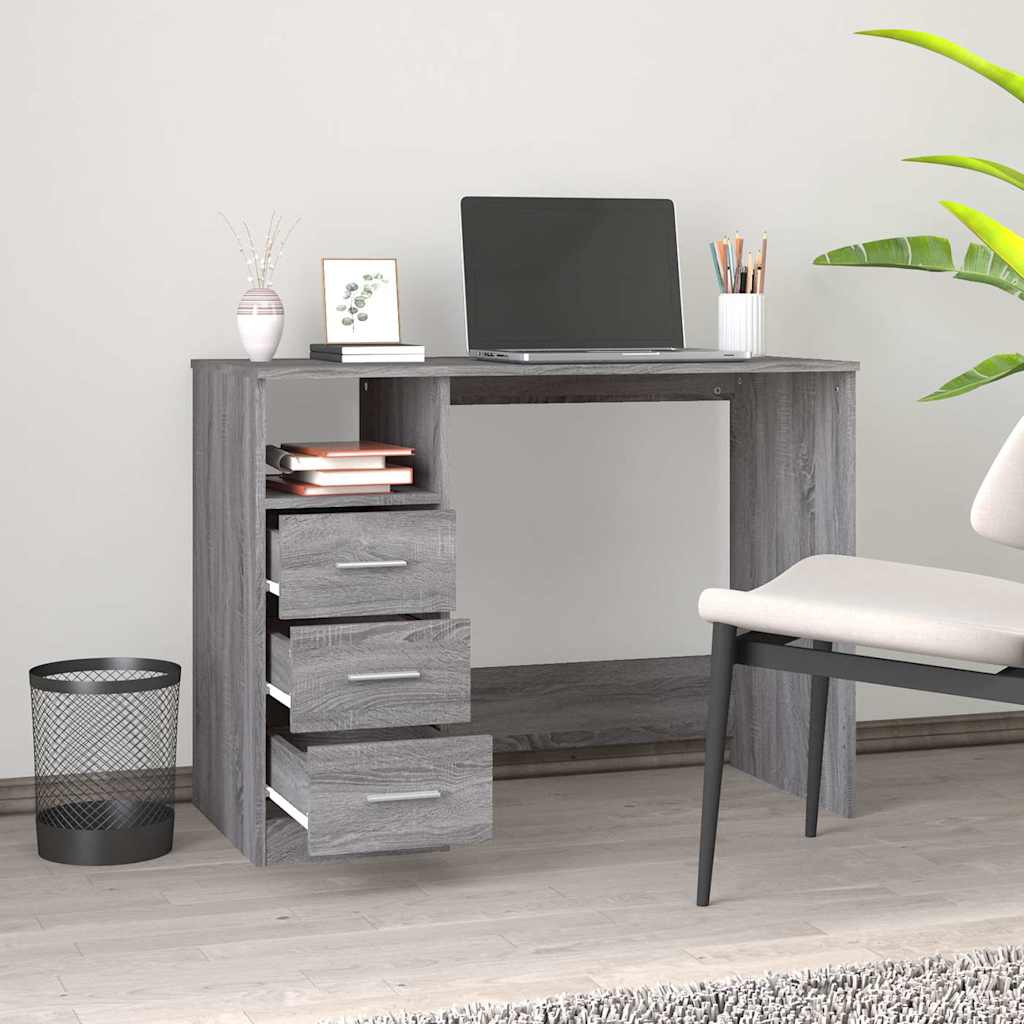 Scrivania Cassetti Grigio Sonoma 102x50x76 cm Legno Ingegnerizzato