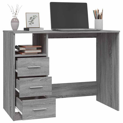 Scrivania Cassetti Grigio Sonoma 102x50x76 cm Legno Ingegnerizzato