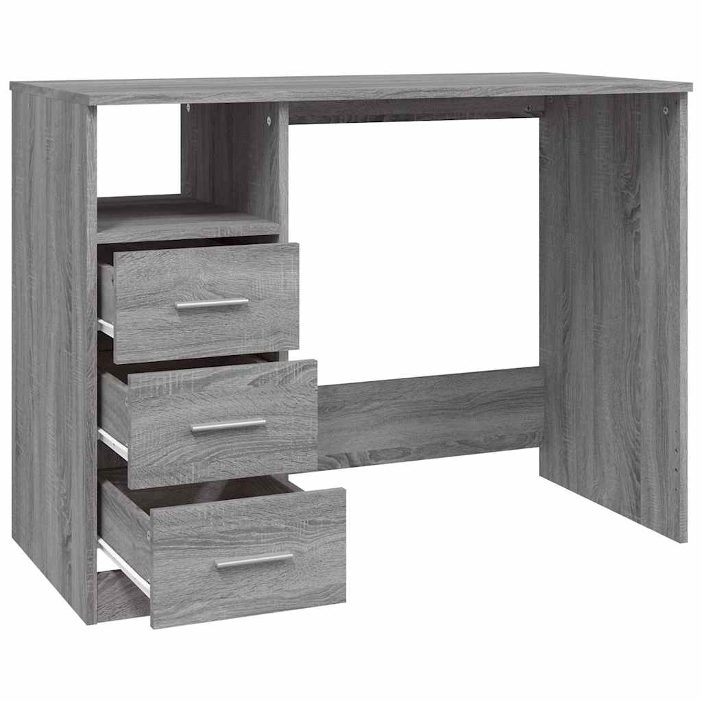 Scrivania Cassetti Grigio Sonoma 102x50x76 cm Legno Ingegnerizzato