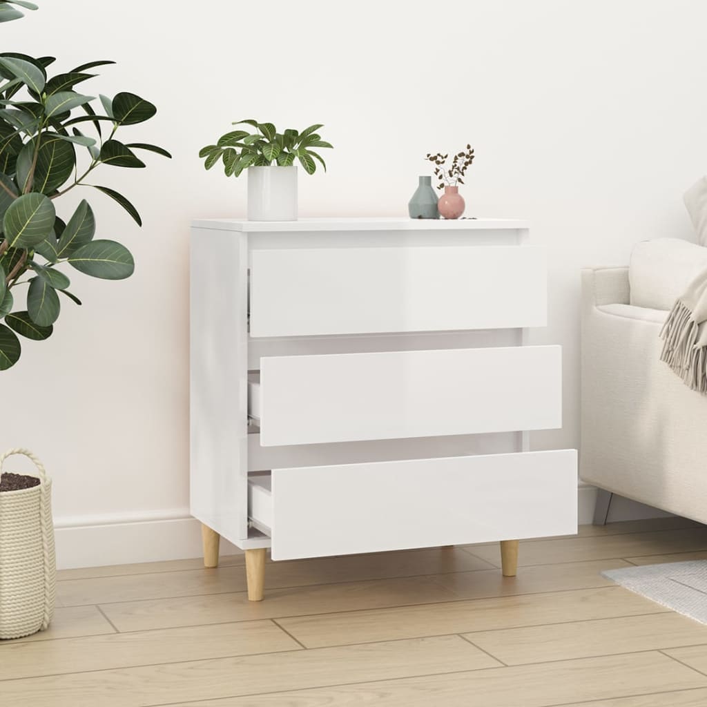 Credenza Bianco Lucido 60x35x70 cm in Legno Multistrato - homemem39