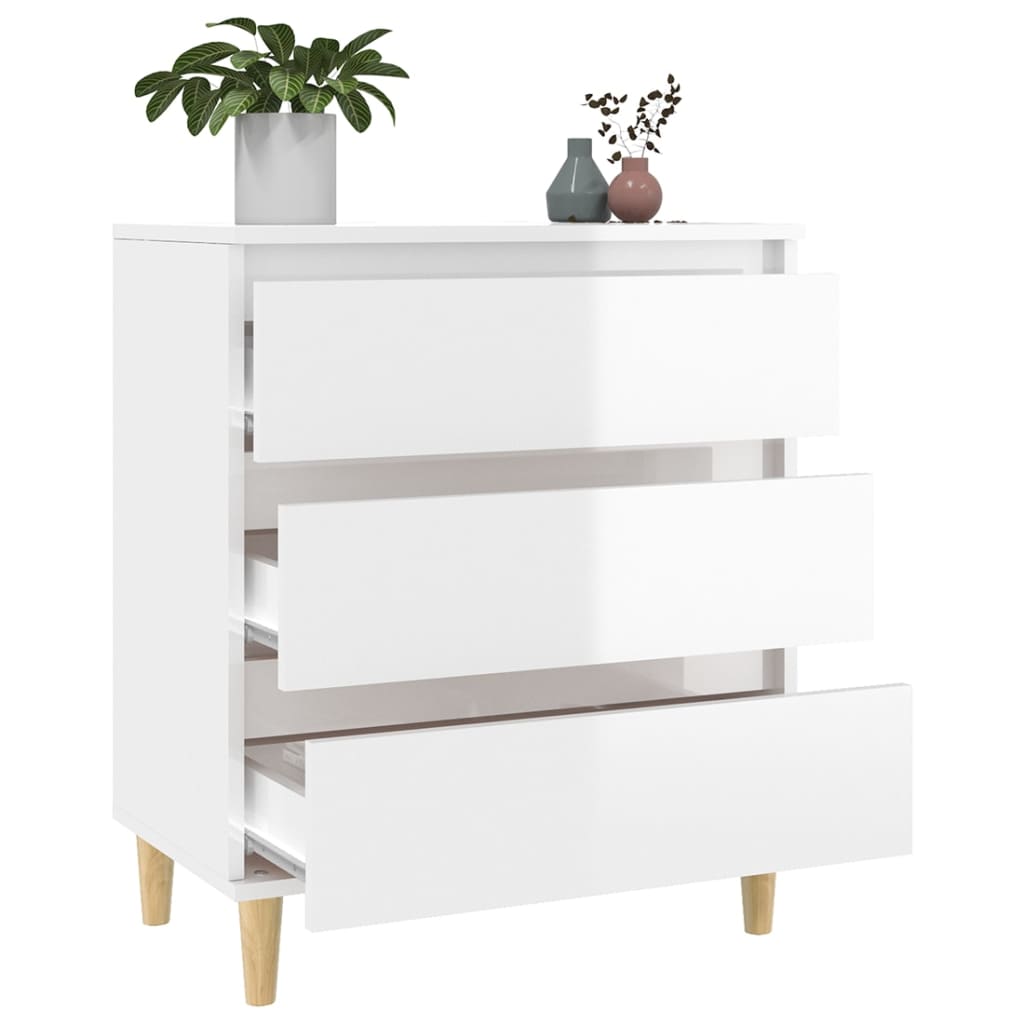 Credenza Bianco Lucido 60x35x70 cm in Legno Multistrato - homemem39