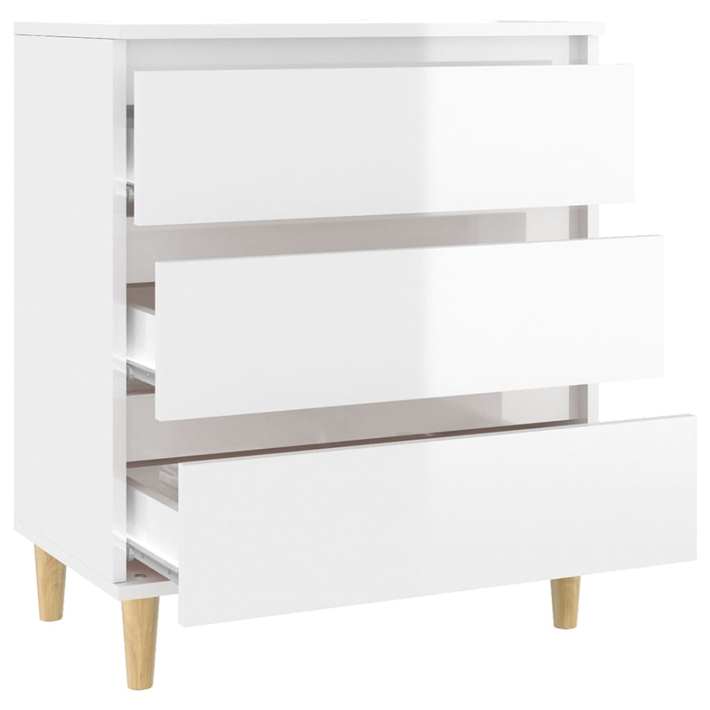 Credenza Bianco Lucido 60x35x70 cm in Legno Multistrato