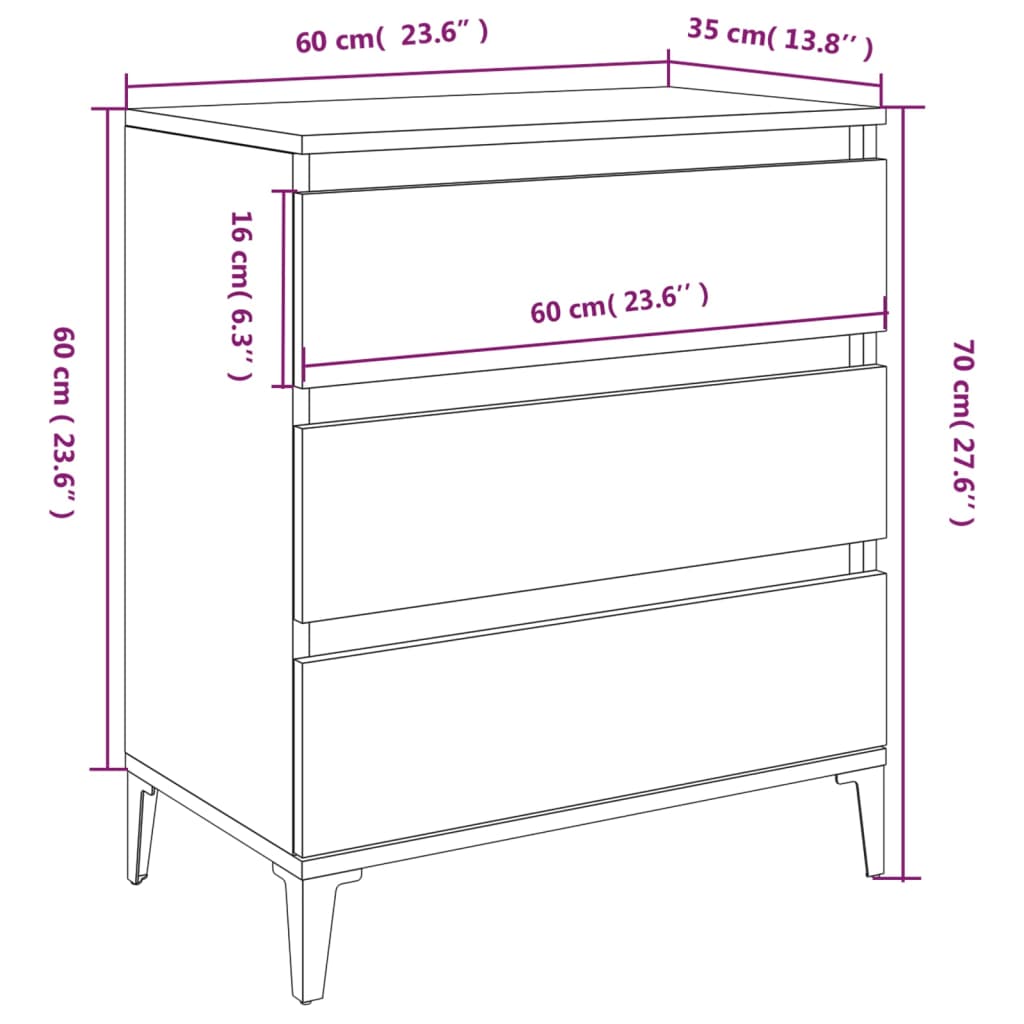 Credenza Bianca 60x35x70 cm in Legno Multistrato - homemem39