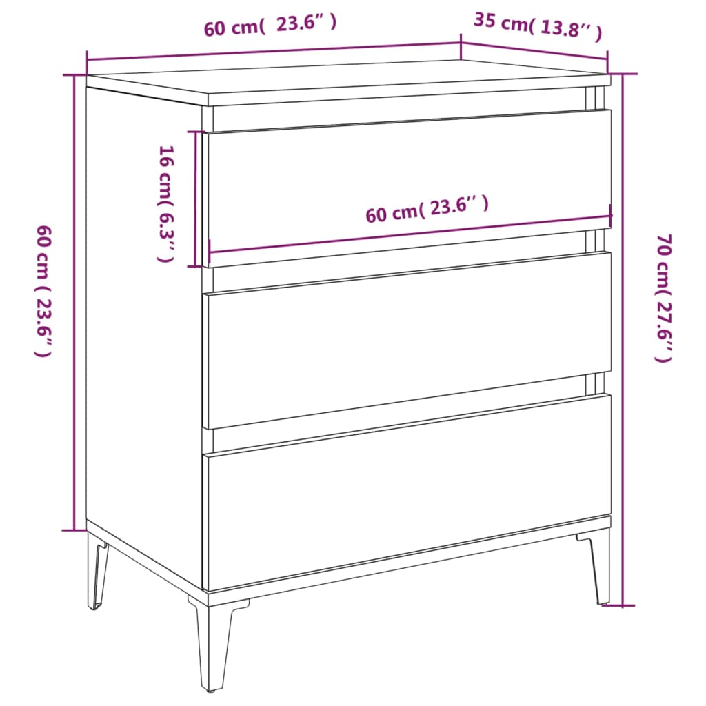 Credenza Rovere Sonoma 60x35x70 cm in Legno Multistrato