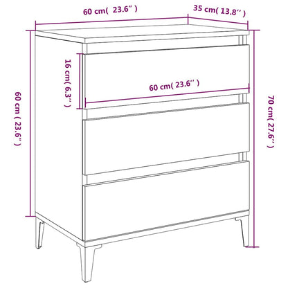 Credenza Rovere Marrone 60x35x70 cm in Legno Multistrato