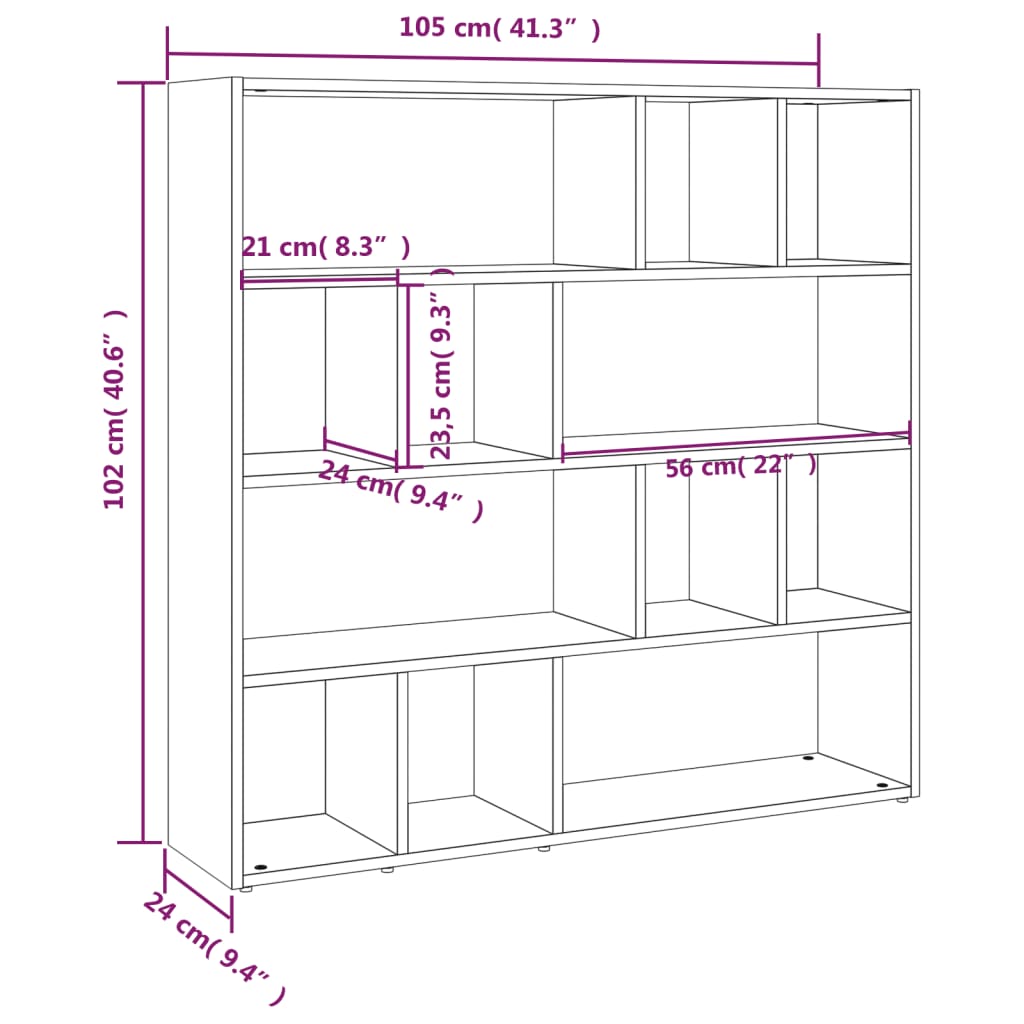 Libreria/Divisorio Rovere Fumo 105x24x102 cm | homemem39