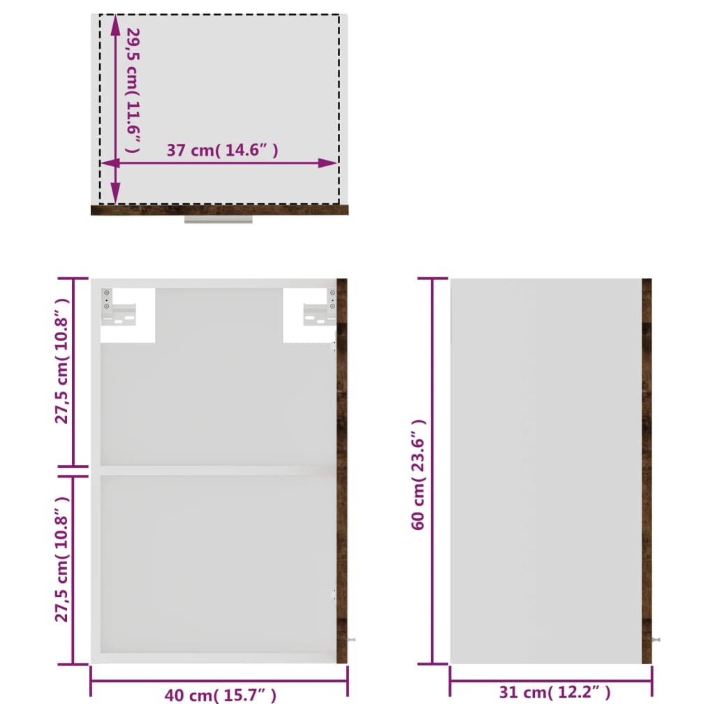 Mobile Pensile “Lyon” Vetro Rovere Fumo 40x31x60 cm | homemem39