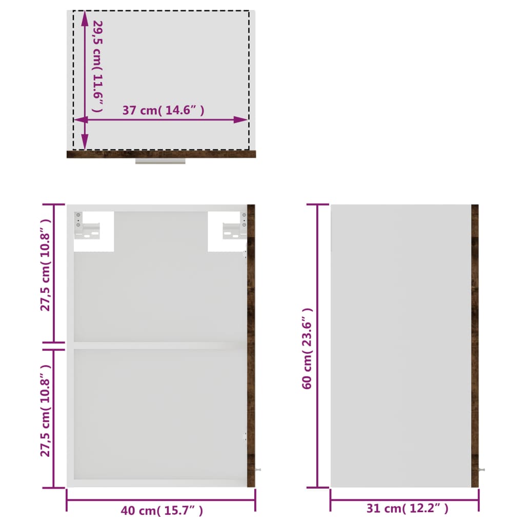 Mobile Pensile “Lyon” Vetro Grigio Sonoma 40x31x60cm | homemem39