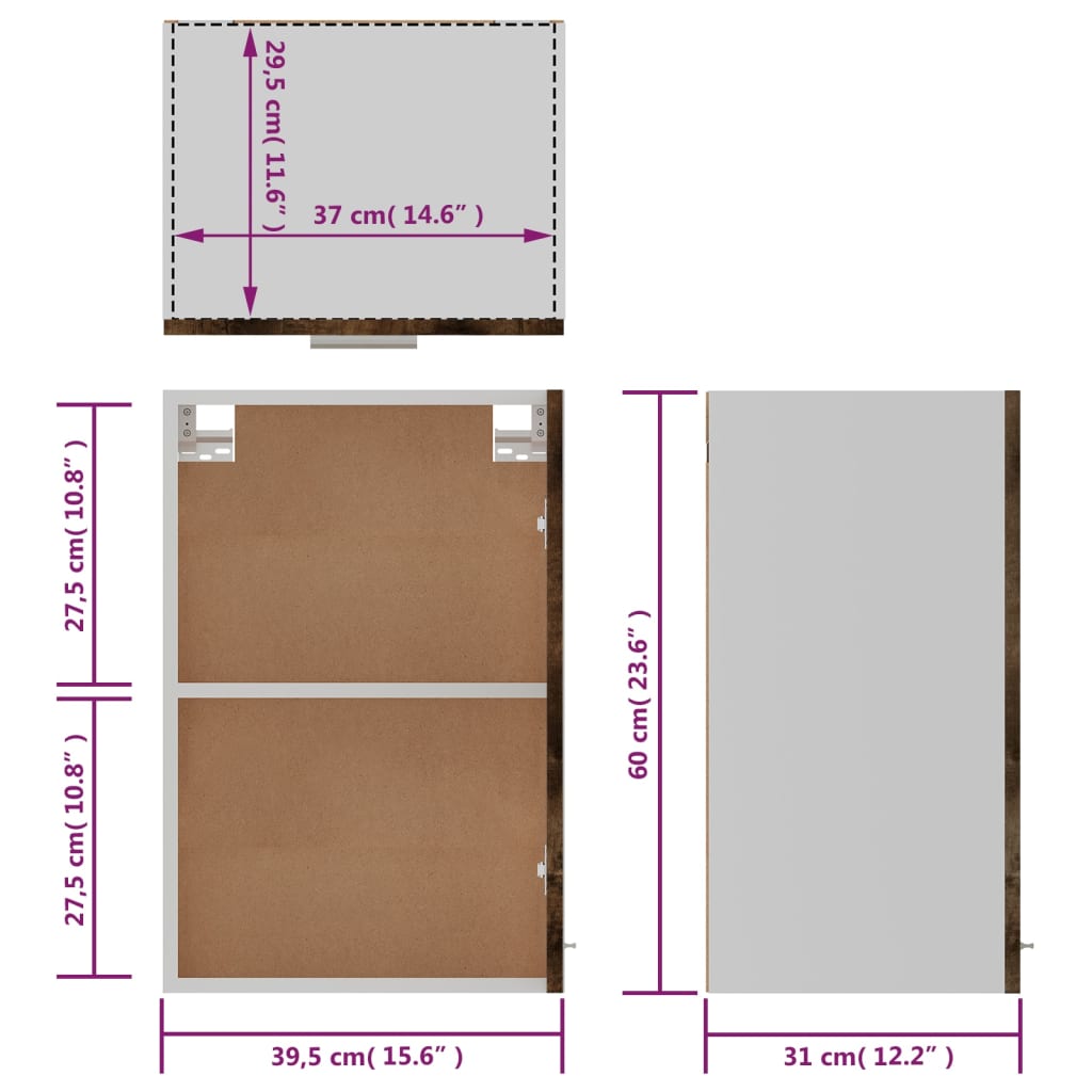 Sonoma Grey Wohnwand 39,5x31x60 cm Sperrholz