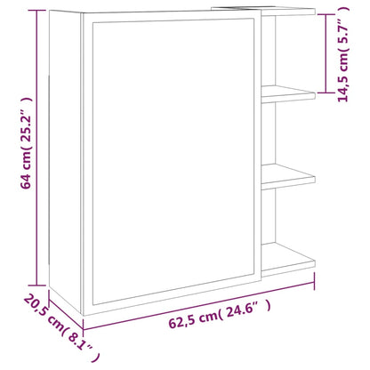 Mobile da Bagno a Specchio Grigio Sonoma 62,5x20,5x64 cm Legno | homemem39