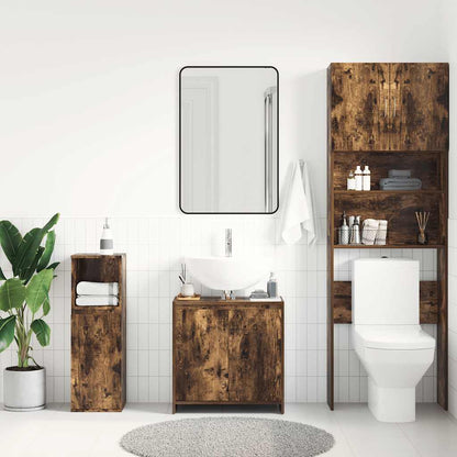 Armadietto Bagno Rovere Fumo 60x33x60 cm in Legno Multistrato