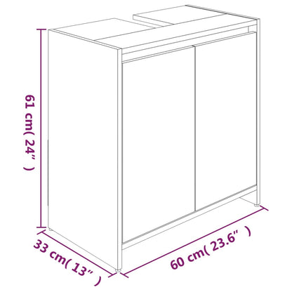 Armadietto Bagno Rovere Fumo 60x33x61 cm in Legno Multistrato