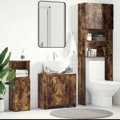 Armadietto Bagno Rovere Fumo 60x33x60 cm in Legno Multistrato