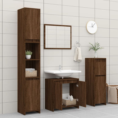 Armadietto Bagno Rovere Marrone 60x33x61cm Legno Ingegnerizzato