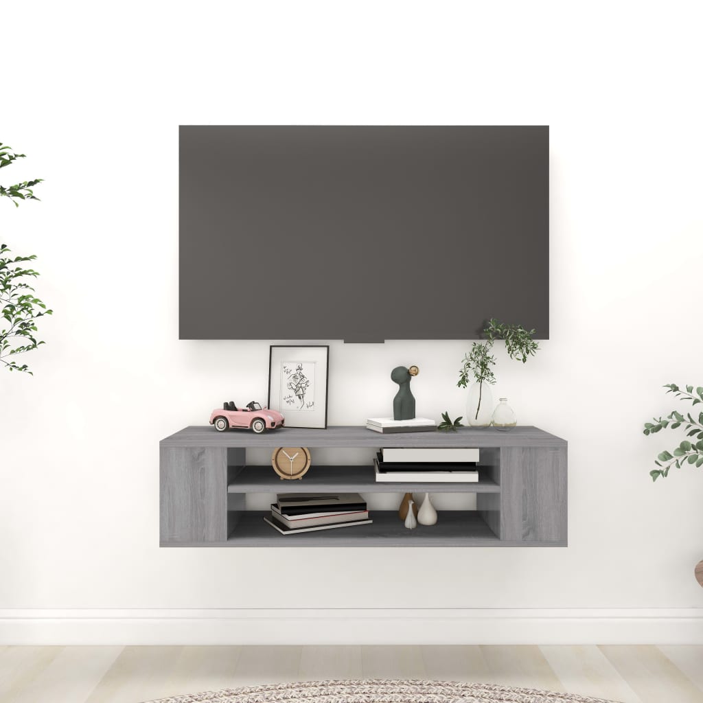Pensile Porta TV Grigio Sonoma 100x30x26,5 cm Legno Multistrato - homemem39