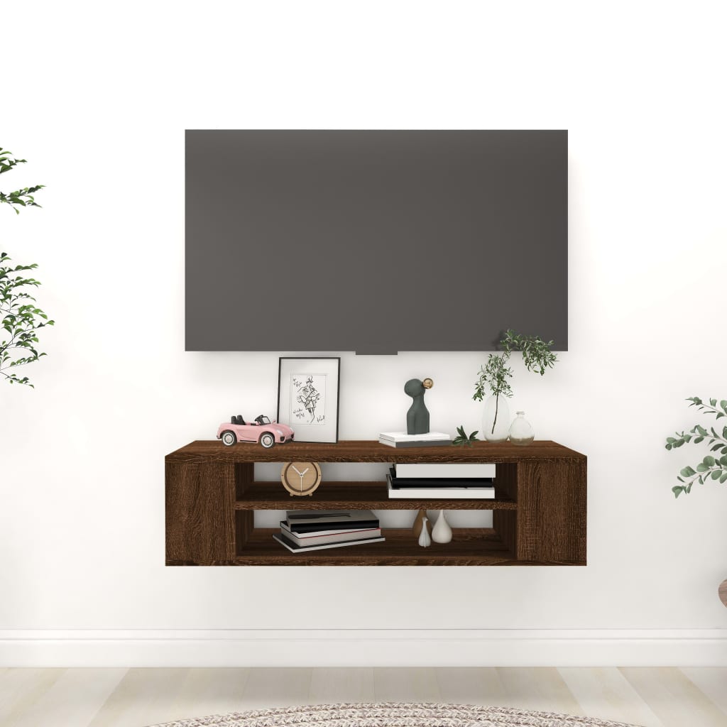 Pensile Porta TV Rovere Marrone 100x30x26,5cm Legno Multistrato - homemem39
