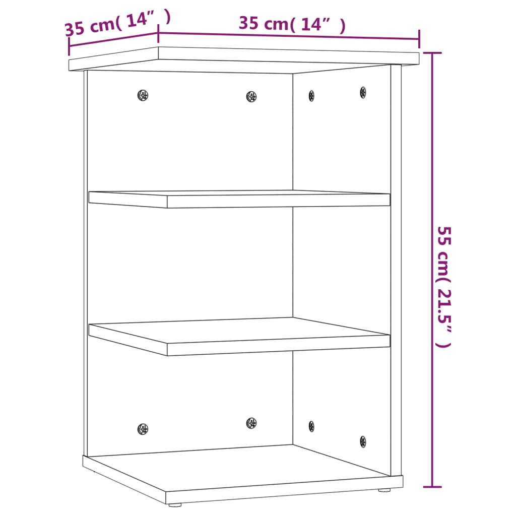 Smoked Oak Side Cabinet 35x35x55 cm in Plywood