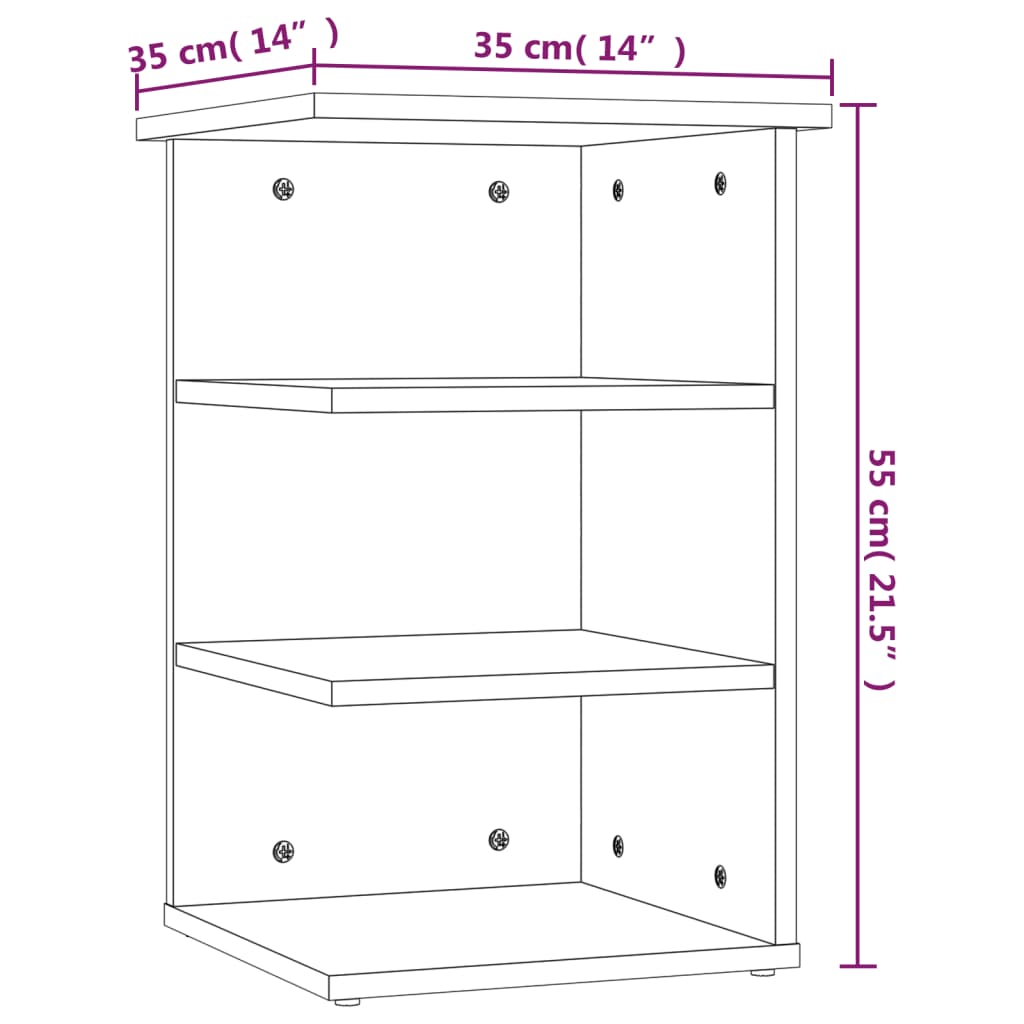 Mobiletto Laterale Rovere Fumo 35x35x55 cm in Legno Multistrato