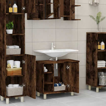 Armadietto Bagno Rovere Fumo 60x32x53,5 cm in Legno Multistrato | homemem39