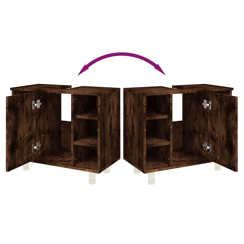 Armadietto Bagno Rovere Fumo 60x32x53,5 cm in Legno Multistrato | homemem39