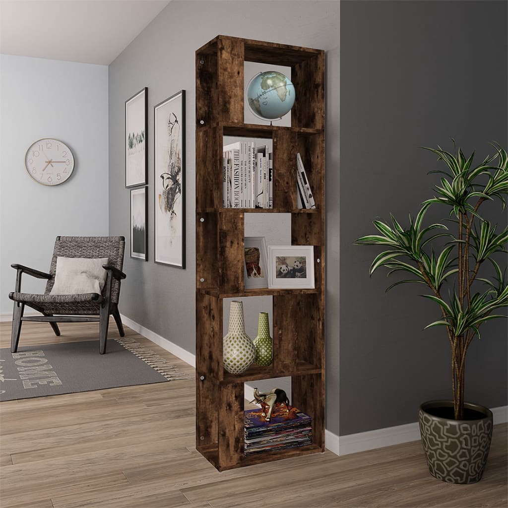 Libreria Rovere Fumo 45x24x160 cm in Legno Multistrato | homemem39