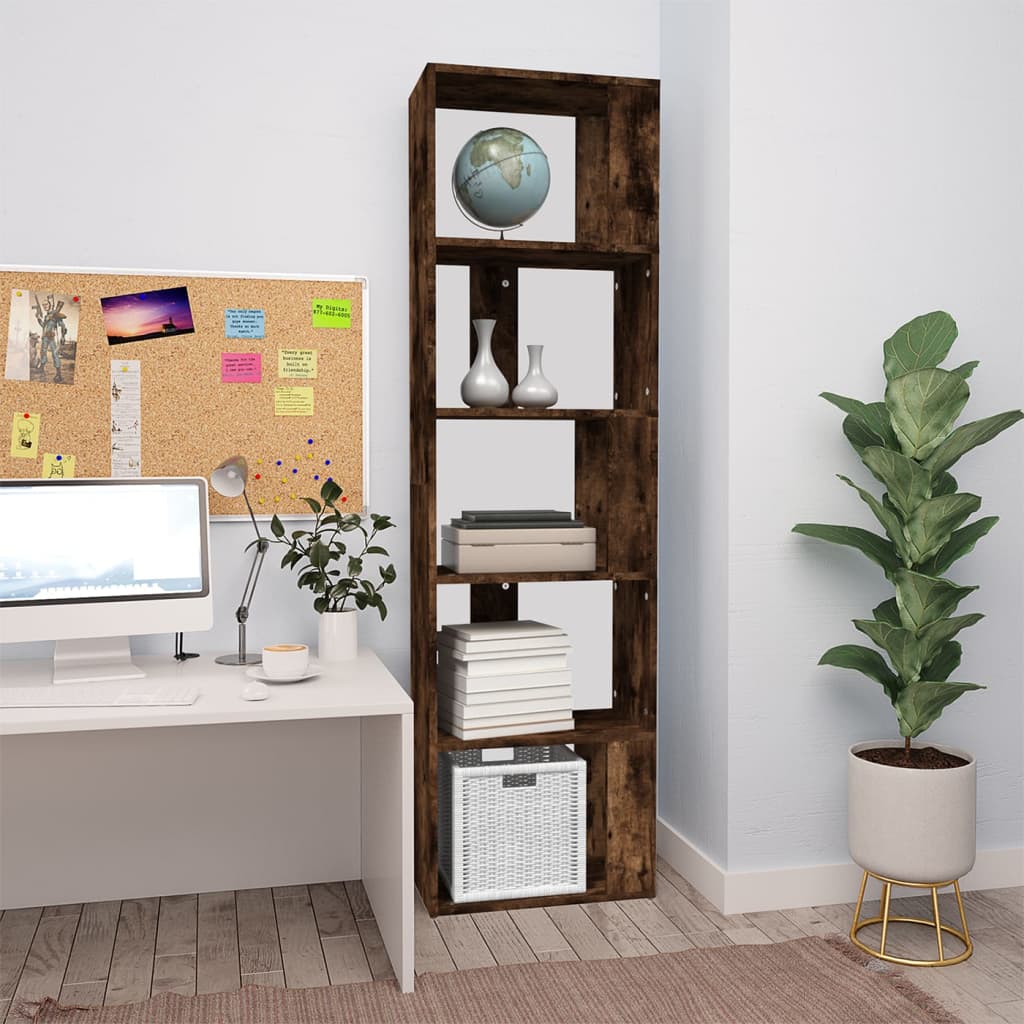 Libreria Rovere Fumo 45x24x160 cm in Legno Multistrato | homemem39