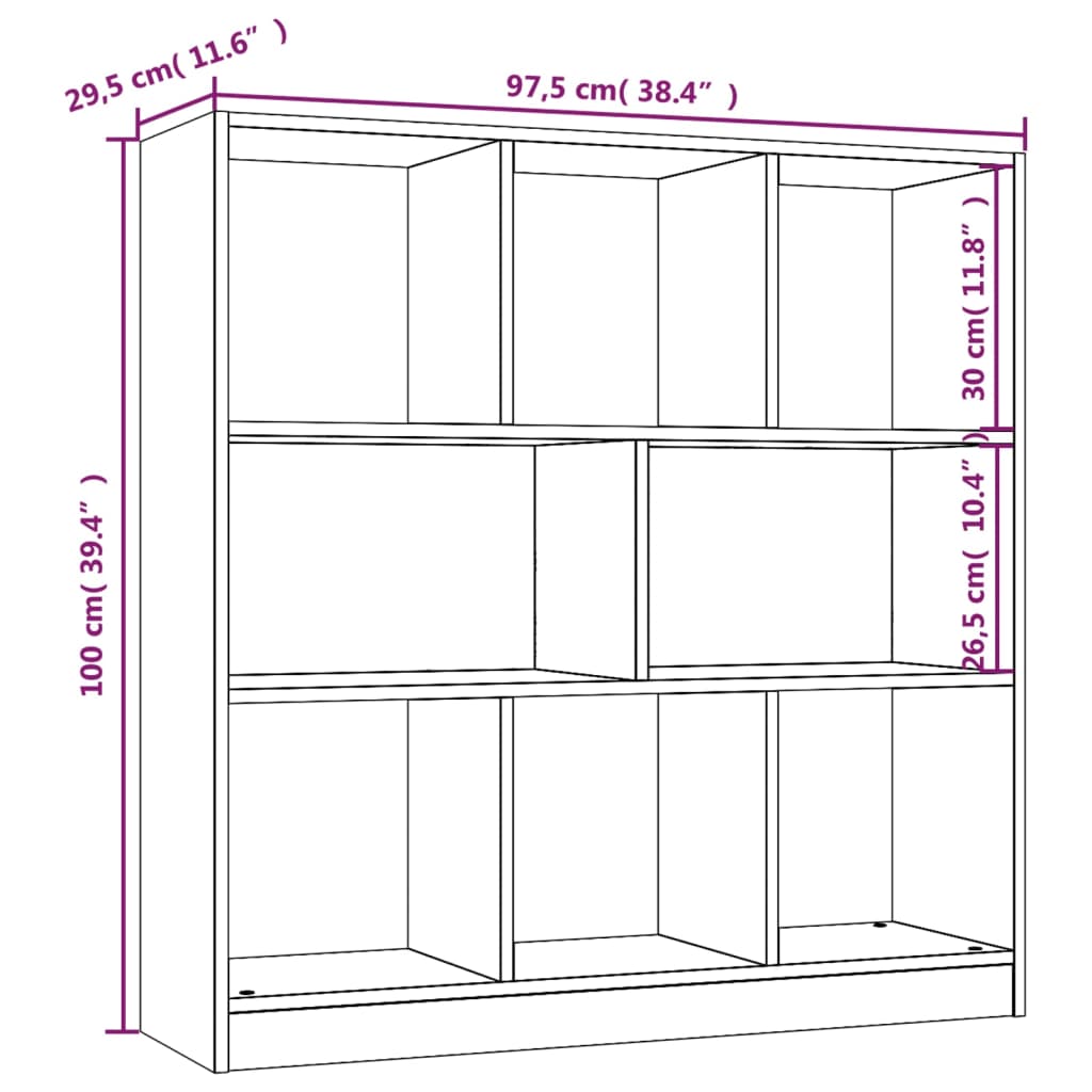 Libreria Rovere Fumo 97,5x29,5x100 cm in Legno Multistrato | homemem39