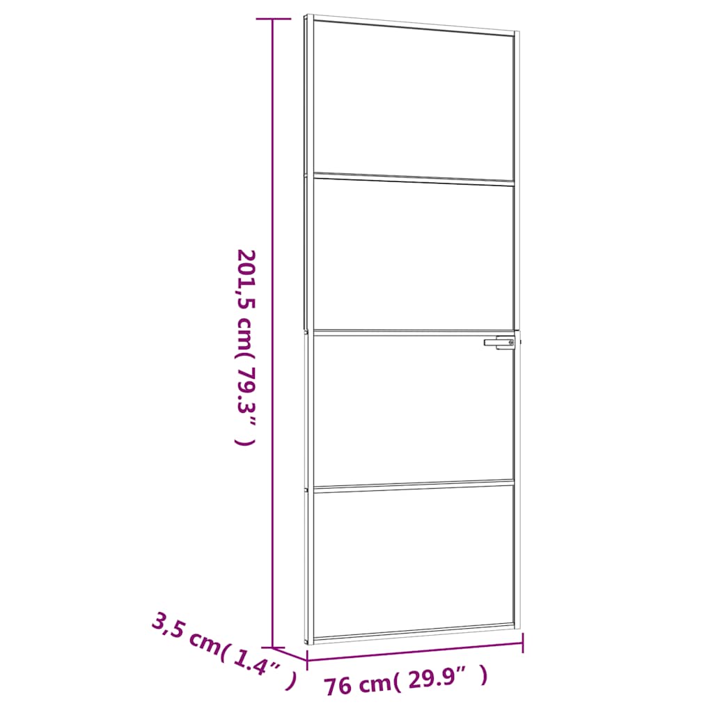 Porta Interna Nera 76x201,5cm Vetro Temperato Alluminio Sottile | homemem39