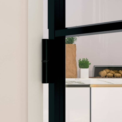 Porta Interna Nera 83x201,5cm Vetro Temperato Alluminio Sottile | homemem39