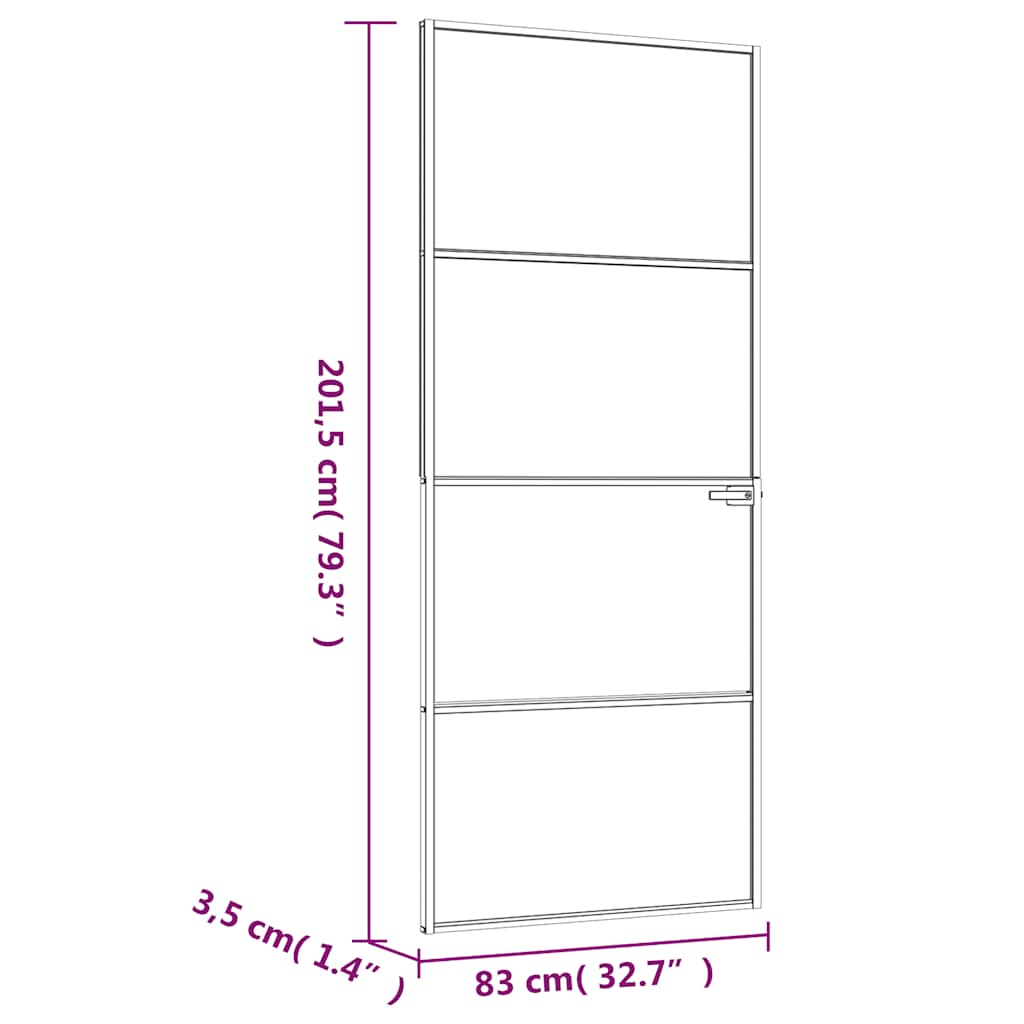 Porta Interna Nera 83x201,5cm Vetro Temperato Alluminio Sottile | homemem39