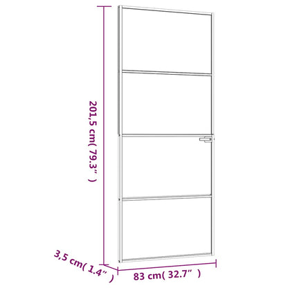 Porta Interna Nera 83x201,5cm Vetro Temperato Alluminio Sottile | homemem39