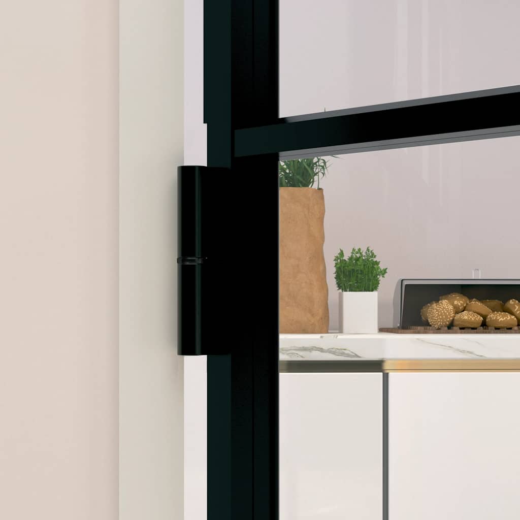 Porta Interna Nera 102x201,5 Vetro Temperato Alluminio Sottile | homemem39
