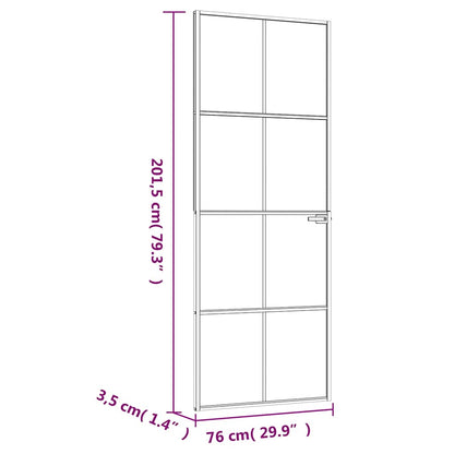 Porta Interna Nera 76x201,5cm Vetro Temperato Alluminio Sottile | homemem39