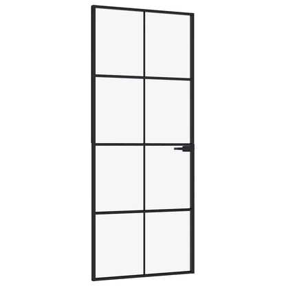 Porta Interna Nera 83x201,5cm Vetro Temperato Alluminio Sottile | homemem39