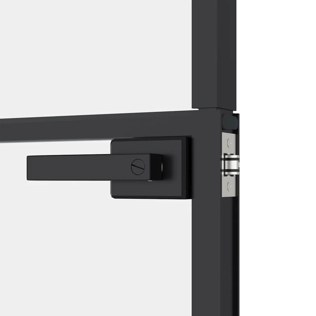 Porta Interna Nera 83x201,5cm Vetro Temperato Alluminio Sottile | homemem39