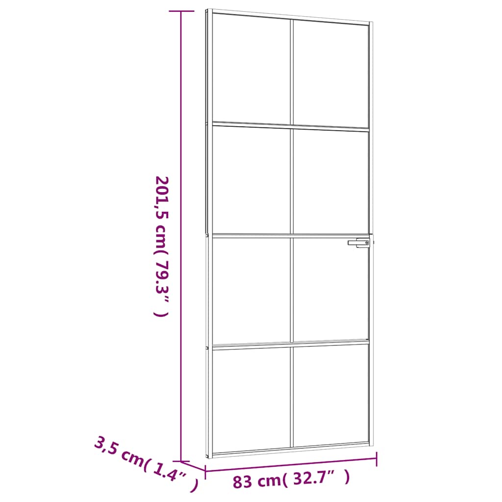 Porta Interna Nera 83x201,5cm Vetro Temperato Alluminio Sottile | homemem39