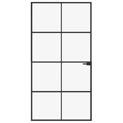 Black Internal Door 102x201.5 Thin Aluminum Tempered Glass