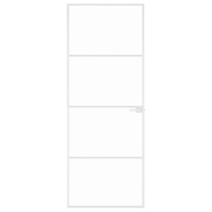 Porta Interna Bianca 76x201,5 cm Vetro Temperato Alluminio Slim | homemem39