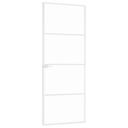 Porta Interna Bianca 76x201,5 cm Vetro Temperato Alluminio Slim | homemem39