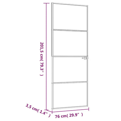 Porta Interna Bianca 76x201,5 cm Vetro Temperato Alluminio Slim | homemem39
