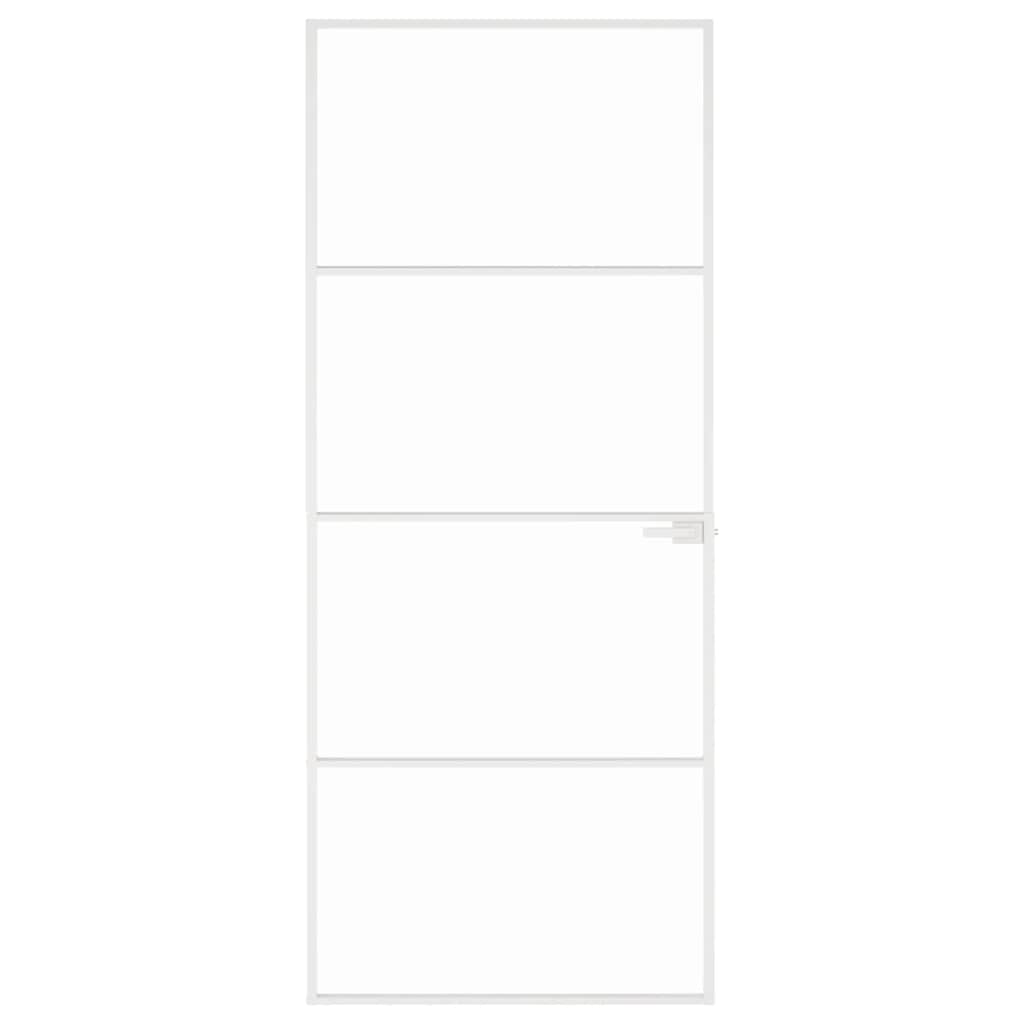 Porta Interna Bianca 83x201,5 cm Vetro Temperato Alluminio Slim | homemem39