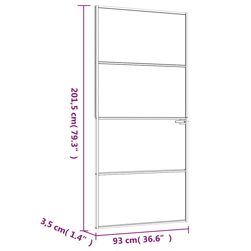 Porta Interna Bianca 93x201,5 cm Vetro Temperato Alluminio Slim | homemem39
